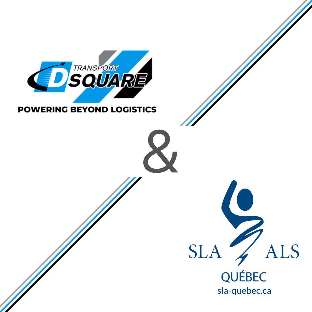 dsquare logo and ALS awareness quebec logo separated by diagonal line